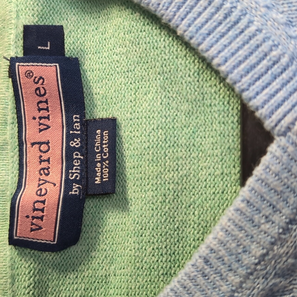 Vineyard Vines Pastel Colorblock V-Neck Sweater Size Large in Blue Pink Green - Picture 4 of 9